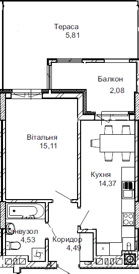 1-комнатная 45.3 м² в ЖК Імперіал от застройщика, г. Трускавец