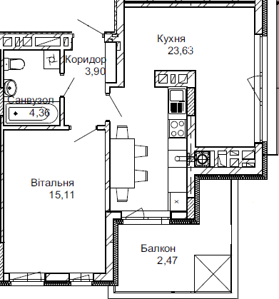 1-комнатная 49.48 м² в ЖК Імперіал от застройщика, г. Трускавец