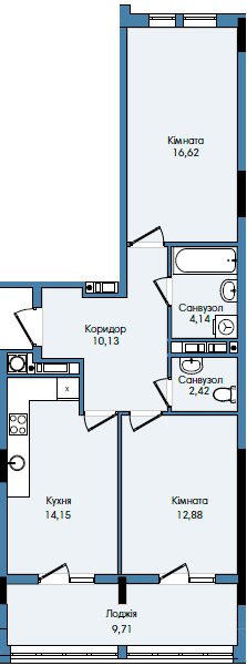 2-кімнатна 20.05 м² в ЖК Washington City від забудовника, Львів