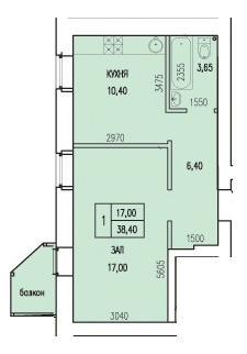 1-комнатная 38.4 м² в ЖК Уютный от застройщика, Днепр