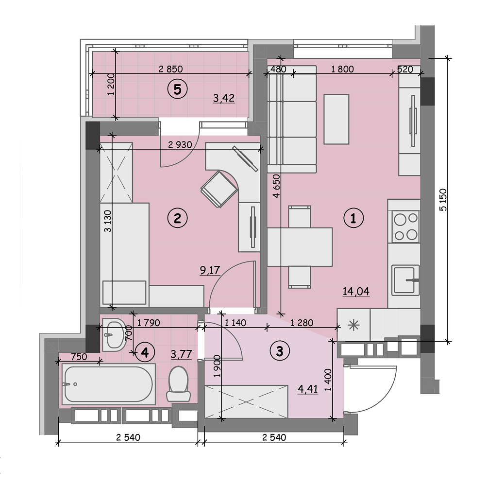 1-комнатная 34.81 м² в ЖК Идея от 17 500 грн/м², с. Гнедин