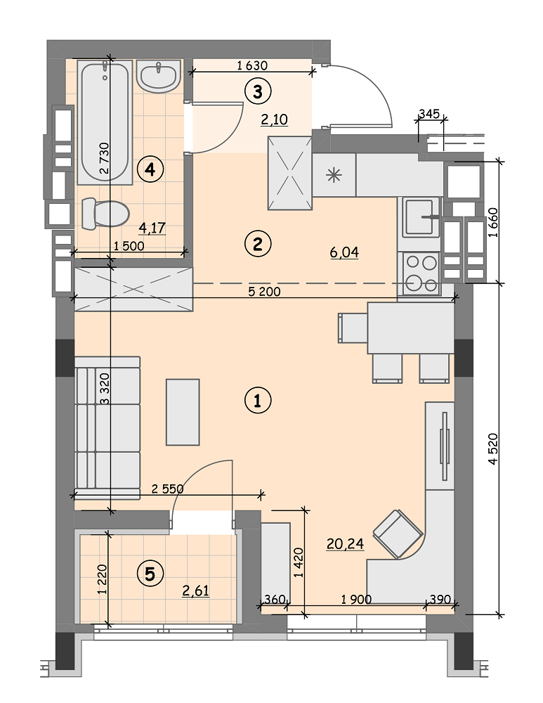 1-комнатная 35.15 м² в ЖК Идея от 17 500 грн/м², с. Гнедин