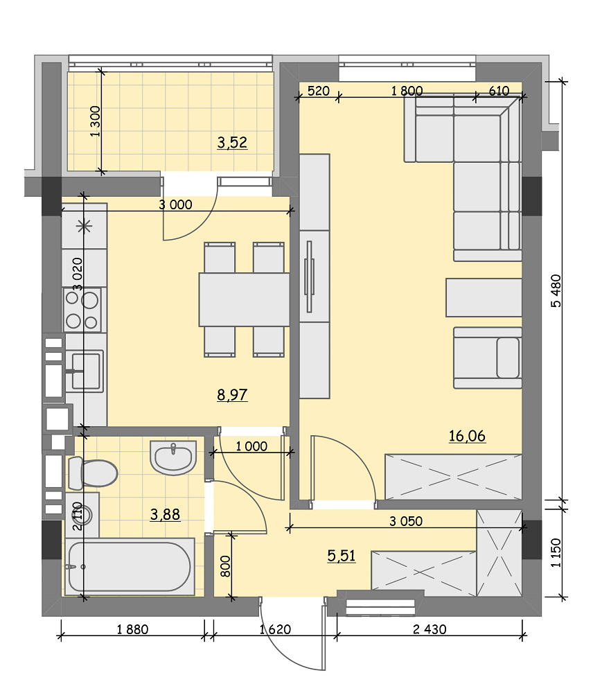 1-комнатная 37.94 м² в ЖК Идея от 17 500 грн/м², с. Гнедин