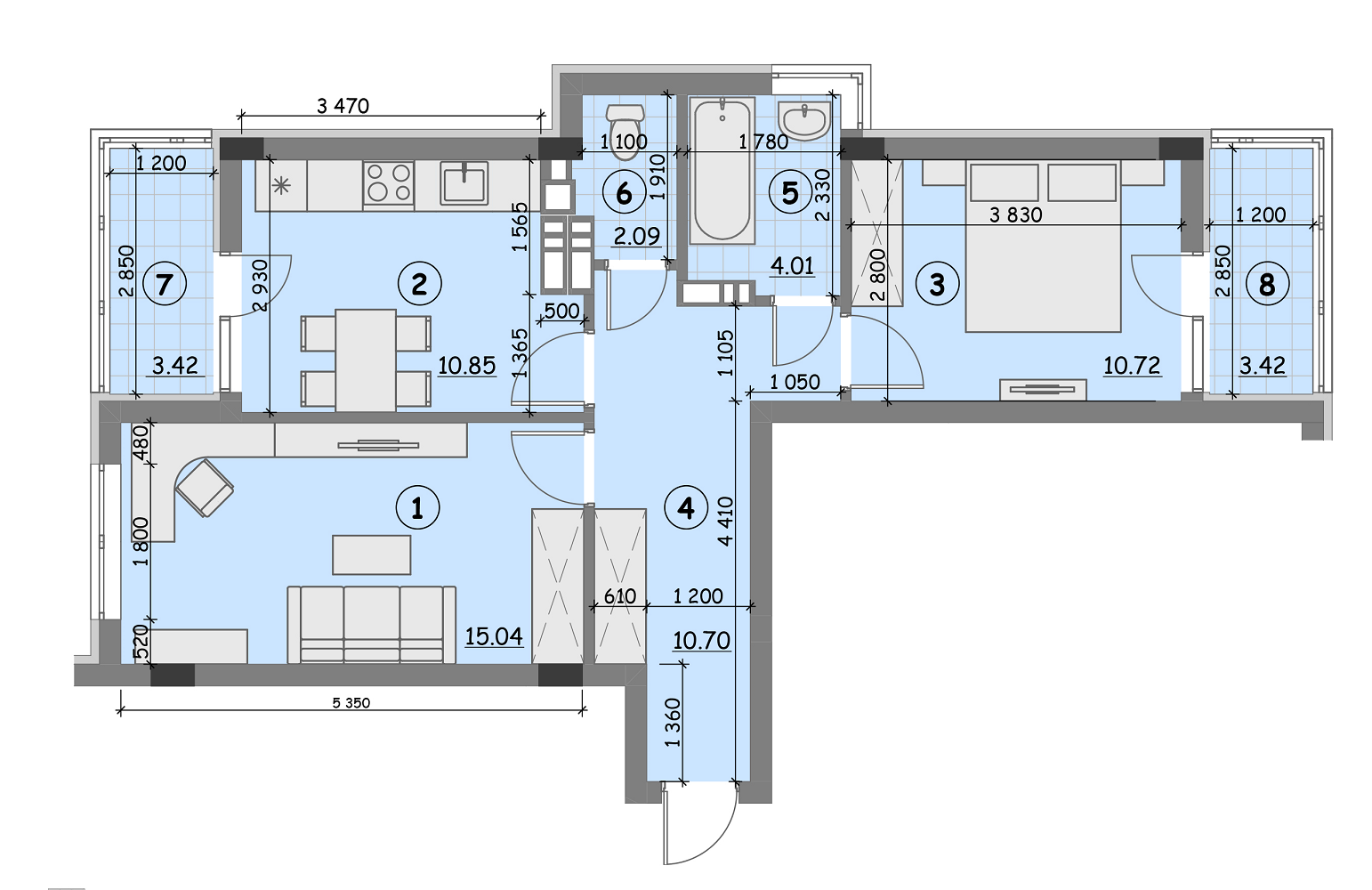 2-кімнатна 60.25 м² в ЖК Ідея від 14 800 грн/м², с. Гнідин