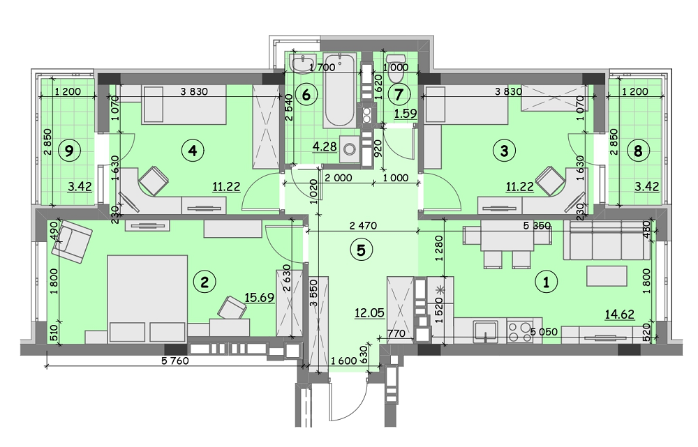 3-комнатная 77.51 м² в ЖК Идея от застройщика, с. Гнедин