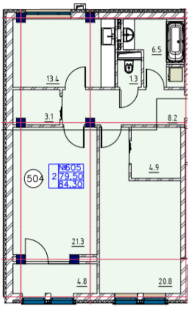 2-кімнатна 84.3 м² в ЖК Простір на Шмідта від забудовника, Одеса