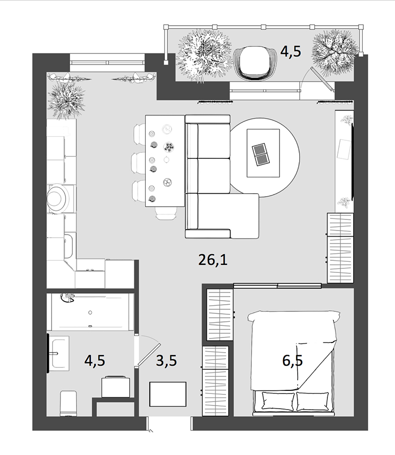 1-комнатная 45 м² в ЖК Грюнвальд от 19 254 грн/м², Киев