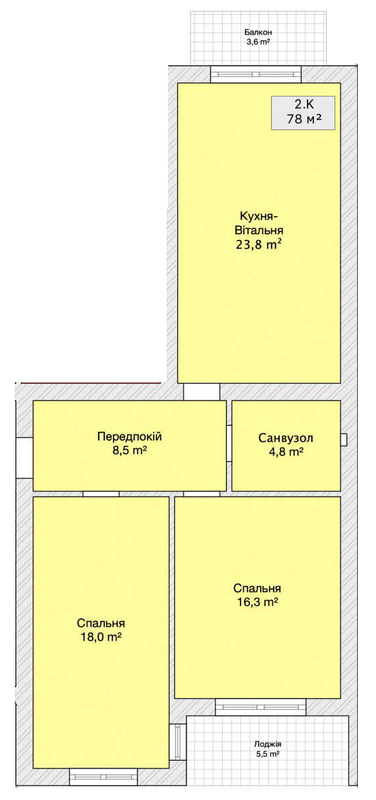 2-комнатная 78 м² в ЖК на ул. Шевченко, 50/ пер. Институтский от 23 050 грн/м², Винница