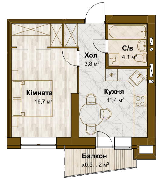 1-комнатная 38 м² в ЖК Традиция от 15 100 грн/м², с. Змиенец