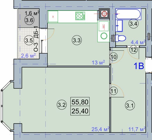 1-кімнатна 55.8 м² в ЖК на вул. Первомайська, 7 від 19 600 грн/м², м. Бердянськ