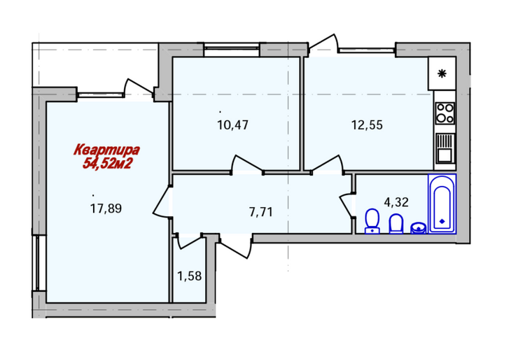 2-комнатная 54.52 м² в ЖК ECOtown от 18 700 грн/м², Ужгород