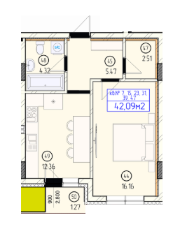 1-комнатная 42.09 м² в ЖК Будапешт от 24 700 грн/м², Ужгород