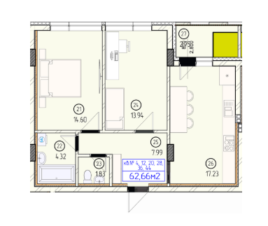 2-комнатная 62.66 м² в ЖК Будапешт от 24 700 грн/м², Ужгород