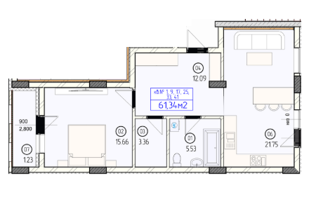 2-комнатная 61.34 м² в ЖК Будапешт от 24 650 грн/м², Ужгород