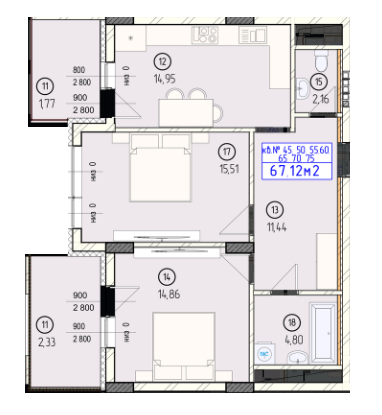 2-комнатная 67.12 м² в ЖК Будапешт от 27 450 грн/м², Ужгород