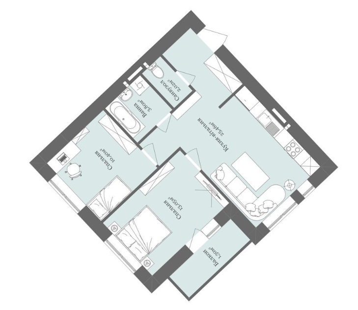 2-кімнатна 56.1 м² в ЖК West Towers від 15 050 грн/м², Ужгород