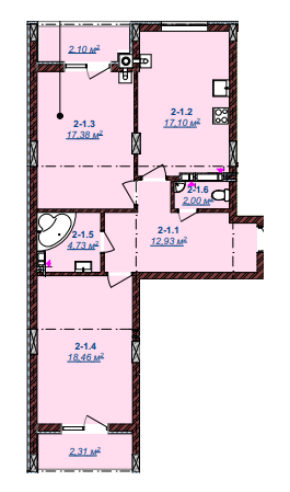 2-комнатная 76.9 м² в ЖК Счастливый от 15 500 грн/м², Ужгород