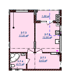 1-комнатная 46.7 м² в ЖК Счастливый от 13 700 грн/м², Ужгород