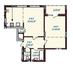 2-комнатная 57 м² в ЖК Счастливый от 13 700 грн/м², Ужгород