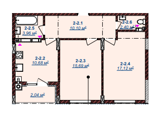 2-комнатная 61.9 м² в ЖК Счастливый от 13 700 грн/м², Ужгород