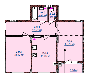 2-кімнатна 68.8 м² в ЖК Щасливий від 13 700 грн/м², Ужгород