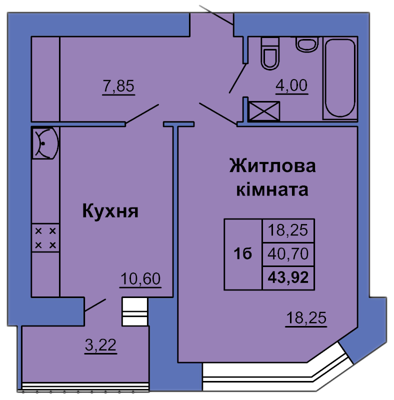 1-кімнатна 43.92 м² в ЖК на вул. Сапіго, 2 від 25 000 грн/м², Полтава