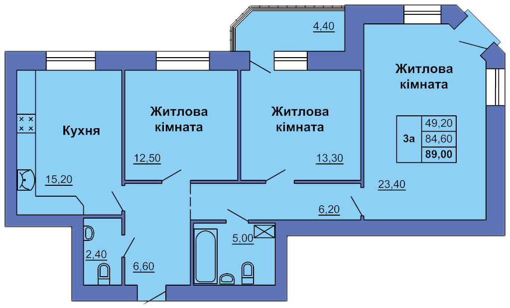 3-комнатная 89 м² в ЖК на ул. Сапиго, 2 от 27 000 грн/м², Полтава