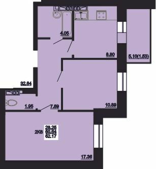 2-комнатная 62.17 м² в ЖК Мирный от 16 000 грн/м², с. Россошенцы