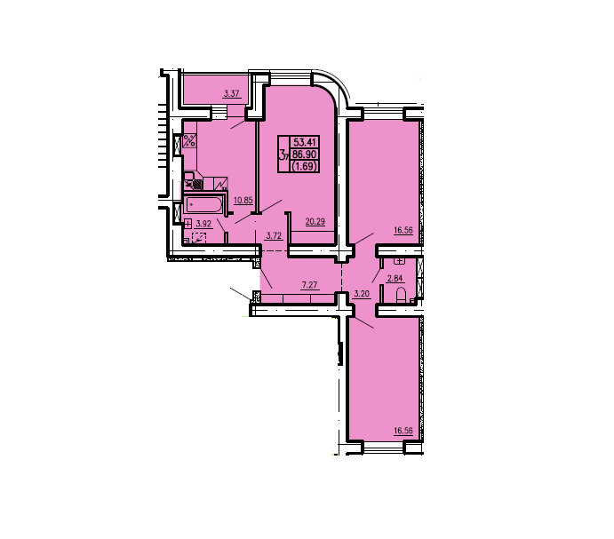 3-комнатная 86.24 м² в ЖК Чайка от 18 000 грн/м², с. Чайки