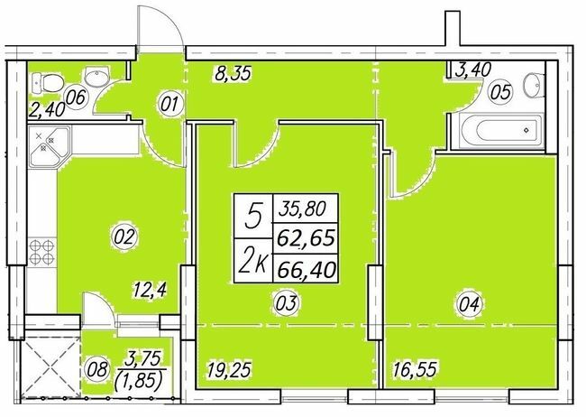 2-кімнатна 66.4 м² в ЖК Аквамарин від 14 500 грн/м², Тернопіль