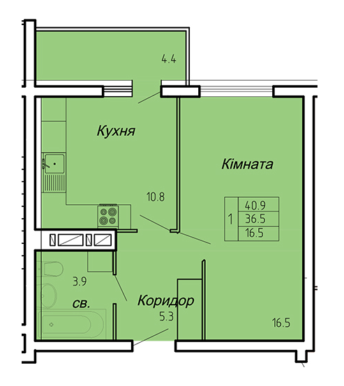1-кімнатна 40.9 м² в ЖК Atlanta Tower від 16 450 грн/м², Тернопіль
