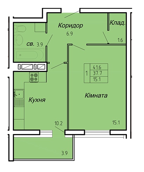 1-кімнатна 41.6 м² в ЖК Atlanta Tower від 16 450 грн/м², Тернопіль