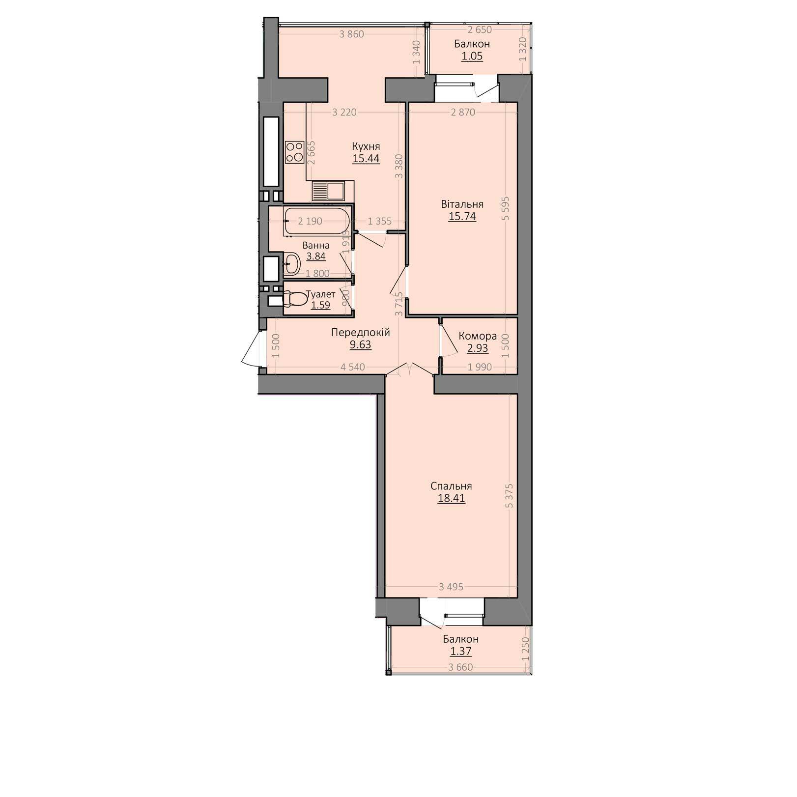 2-комнатная 70 м² в ЖК Эгоист от 11 000 грн/м², Хмельницкий