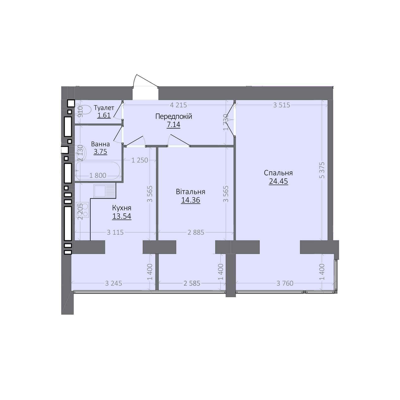 2-кімнатна 64.85 м² в ЖК Егоїст від 11 000 грн/м², Хмельницький