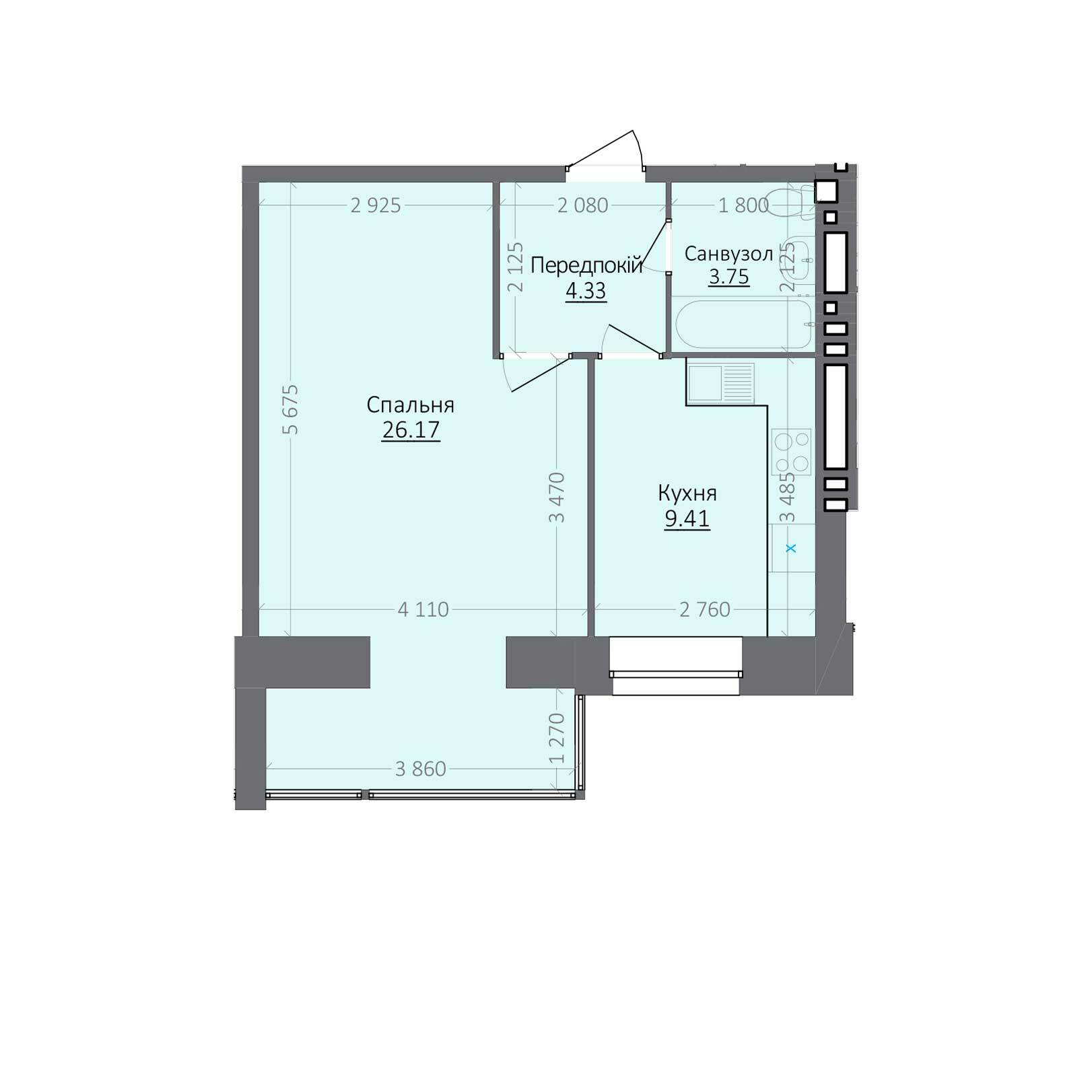 1-комнатная 43.66 м² в ЖК Эгоист от 11 000 грн/м², Хмельницкий