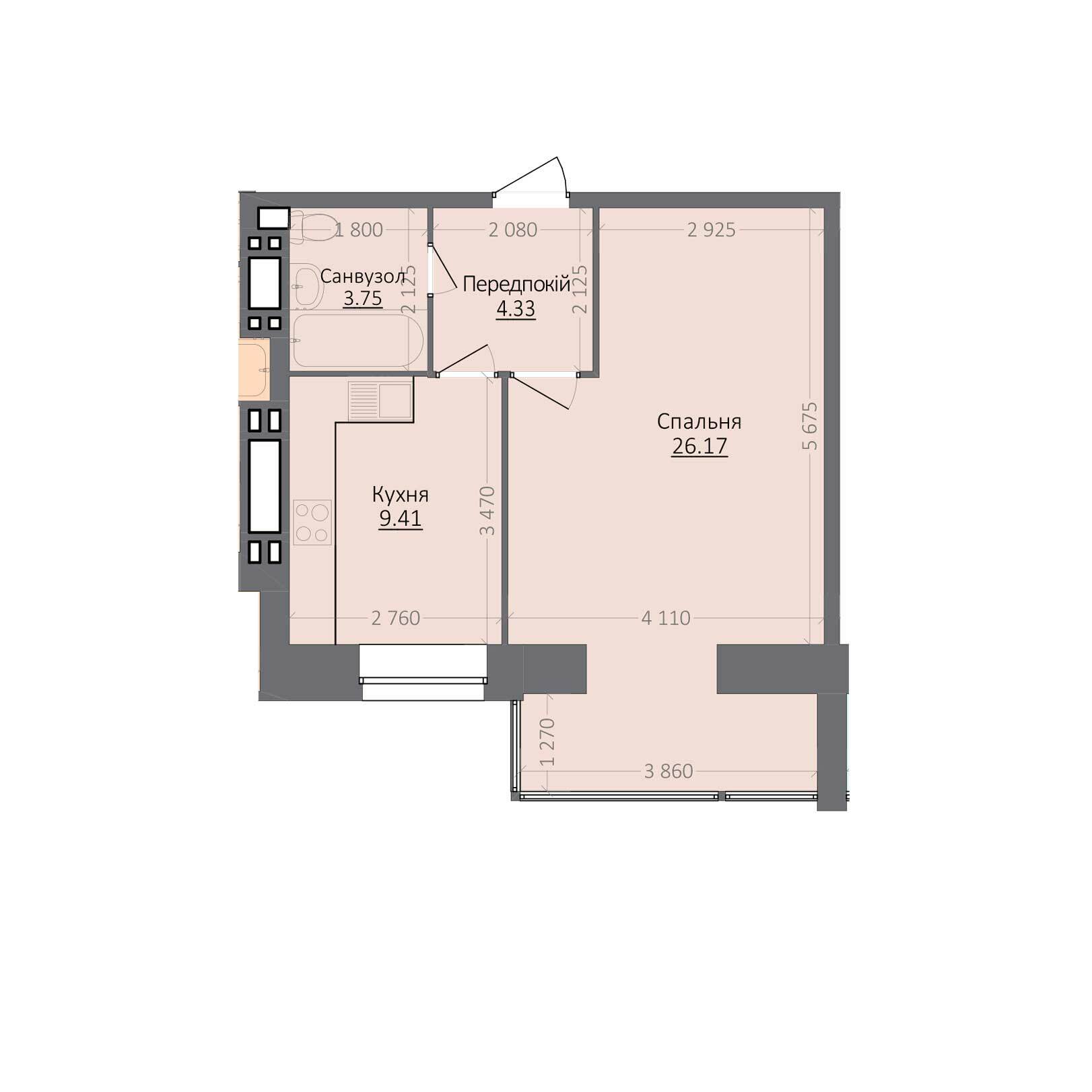 1-комнатная 43.66 м² в ЖК Эгоист от 11 000 грн/м², Хмельницкий