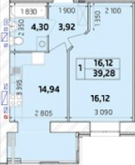 1-кімнатна 39.28 м² в ЖК Масани від 14 500 грн/м², Чернігів