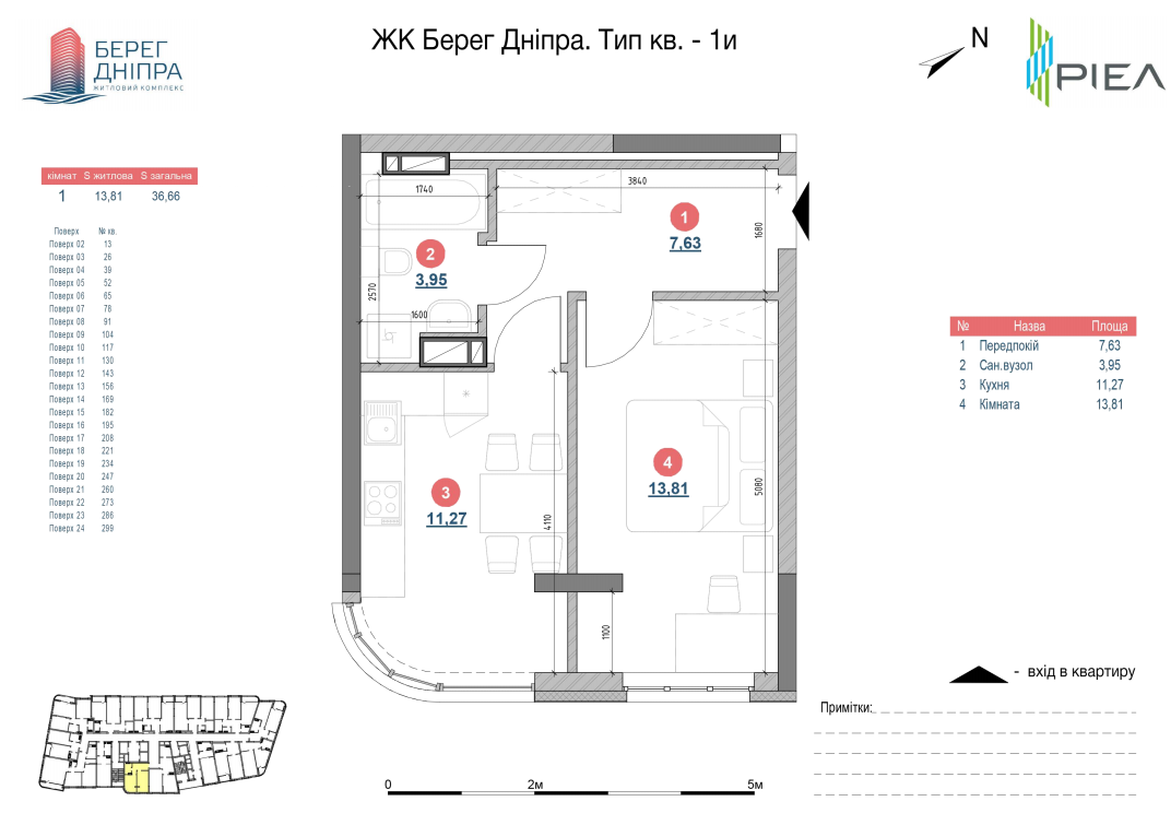 1-комнатная 33.66 м² в ЖК Берег Днепра от 27 877 грн/м², Киев