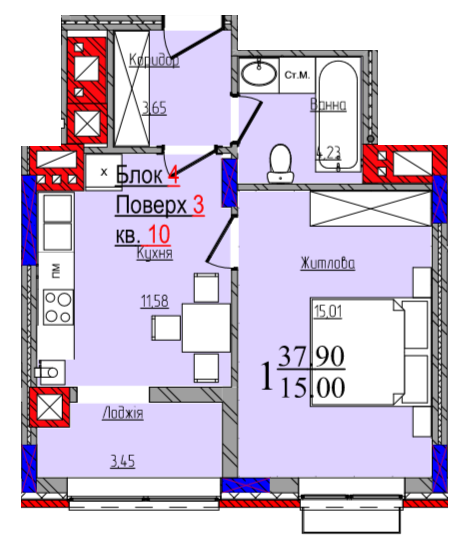1-кімнатна 37.9 м² в ЖК Compass від 24 300 грн/м², Чернівці