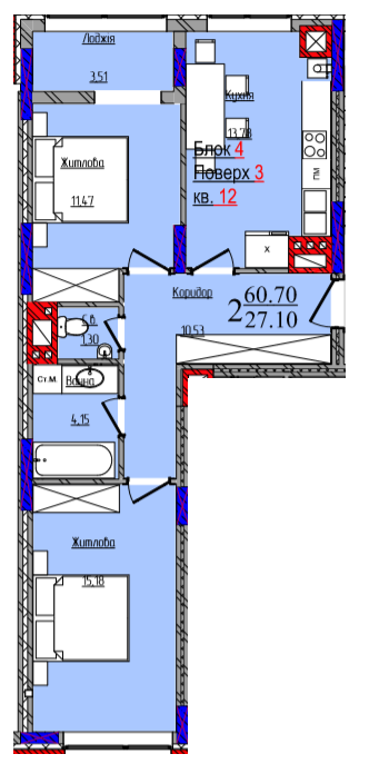 2-комнатная 60.7 м² в ЖК Compass от 24 200 грн/м², Черновцы