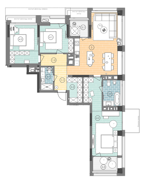 3-комнатная 121.9 м² в ЖК UNIT.Home от 49 930 грн/м², Киев