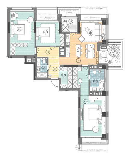 3-комнатная 117.4 м² в ЖК UNIT.Home от 49 930 грн/м², Киев