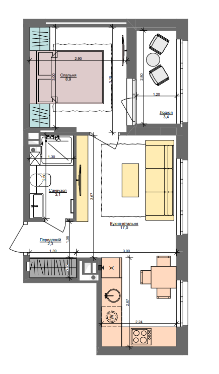 1-комнатная 34.7 м² в ЖК Файна Таун от 41 500 грн/м², Киев