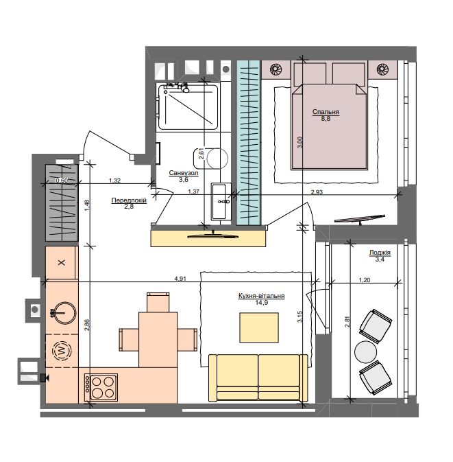 1-кімнатна 33.5 м² в ЖК Файна Таун від 41 500 грн/м², Київ