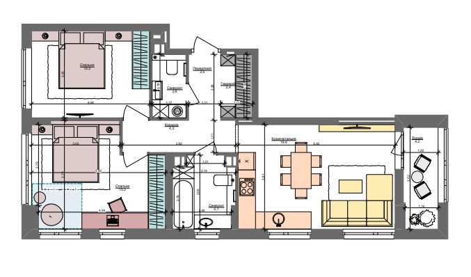 2-комнатная 68 м² в ЖК Файна Таун от 42 450 грн/м², Киев