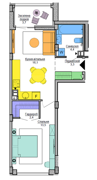 1-комнатная 43.3 м² в ЖК Respublika от 37 790 грн/м², Киев