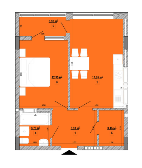 1-комнатная 46.25 м² в ЖК Forward от 42 997 грн/м², Киев
