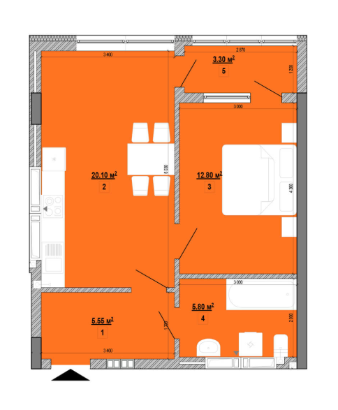 1-комнатная 47.55 м² в ЖК Forward от 45 560 грн/м², Киев