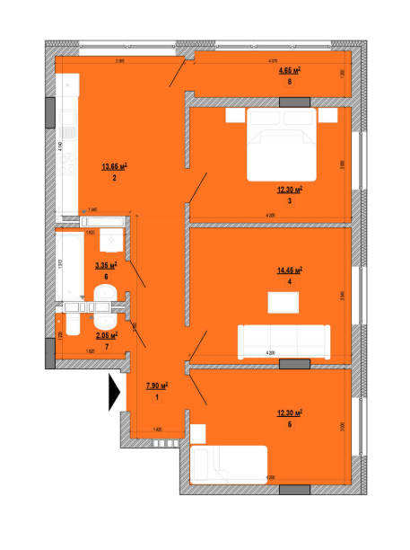 3-комнатная 70.65 м² в ЖК Forward от 41 540 грн/м², Киев