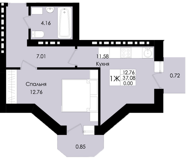 1-комнатная 37.08 м² в ЖК Французский дом (Зеленый Мыс) от 18 700 грн/м², с. Крыжановка